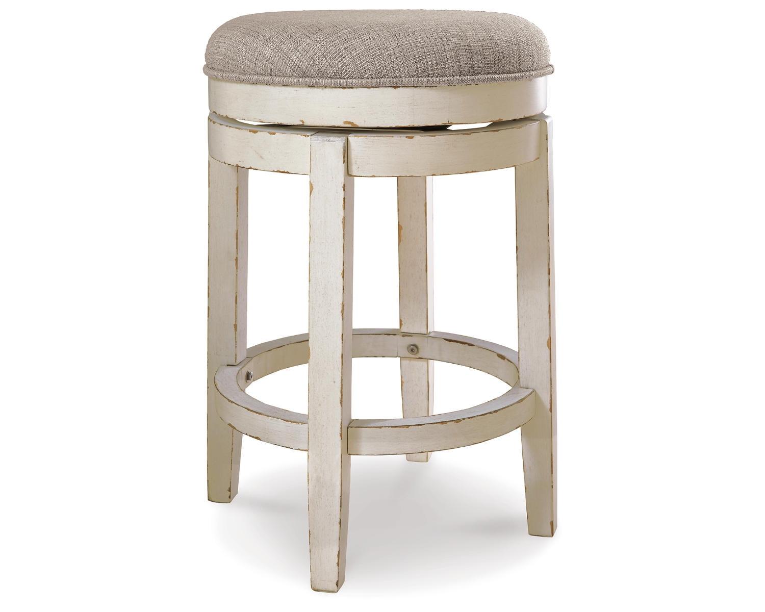 Realyn Upholstered Swivel Counter Height Barstool Beige: Cottage Design, Textured Fabric - Signature Design by Ashley