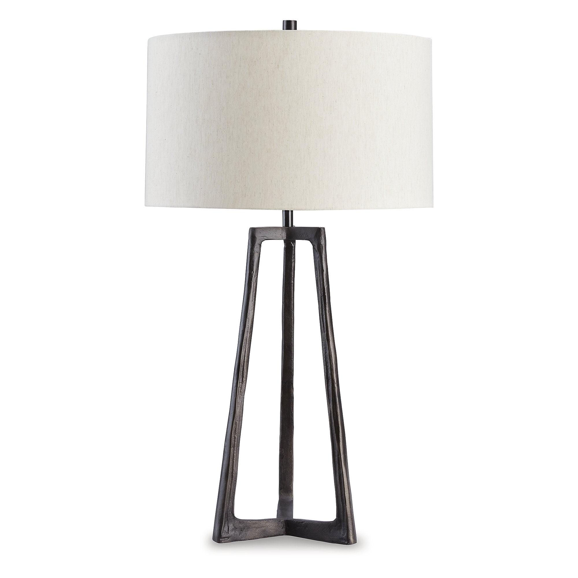 Wynlett Metal Table Lamp Antique Black - Signature Design by Ashley: Modern Accent, 3-Way Switch, UL Listed, Drum Shade