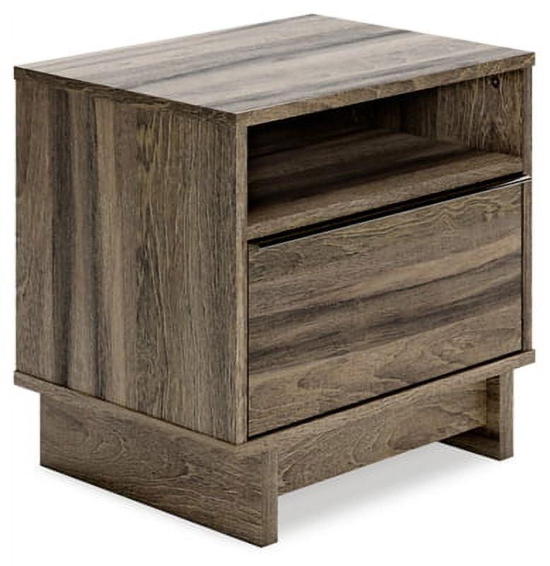 Weathered Brown 1-Drawer Nightstand with Open Shelf