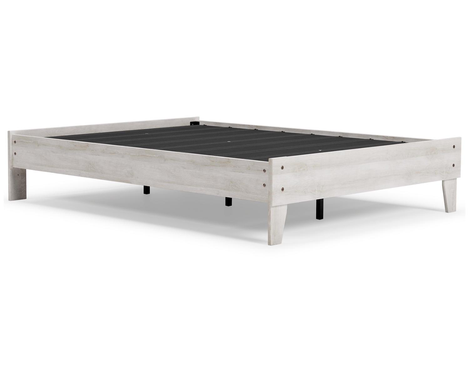 Queen Shawburn Platform Bed White/Dark Charcoal Gray - Signature Design by Ashley: Vintage Casual Style, No Box Spring Required