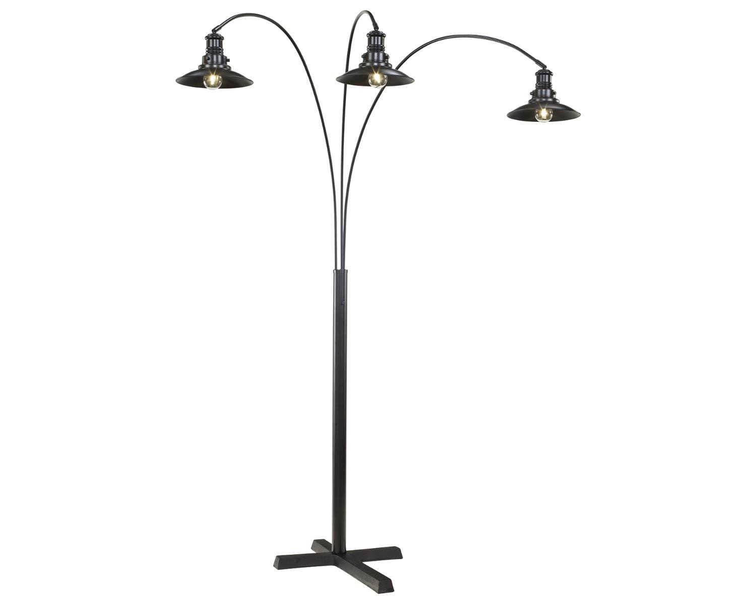 Sheriel Adjustable Triple-Arc Black Metal Floor Lamp with Dimmer