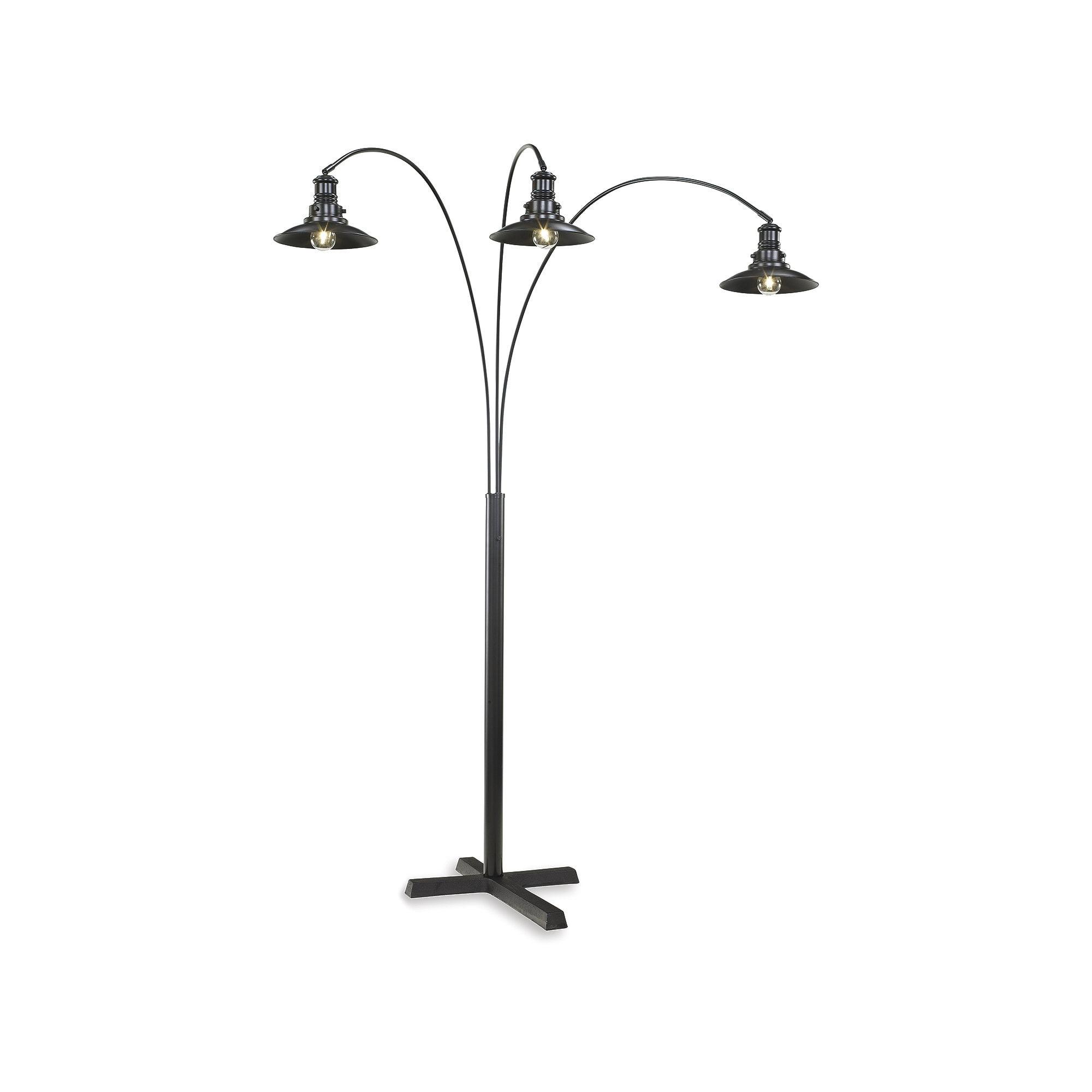 Sheriel Adjustable Triple-Arc Black Metal Floor Lamp with Dimmer