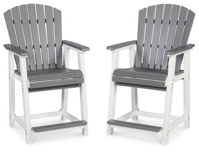 Signature Design by Ashley Casual Transville Outdoor Counter Height Bar Stool (Set of 2)  Gray/White