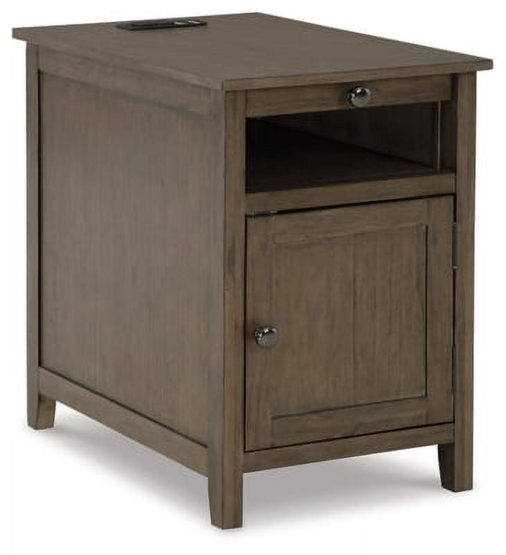 Grayish Brown Rectangular Wood End Table with Storage