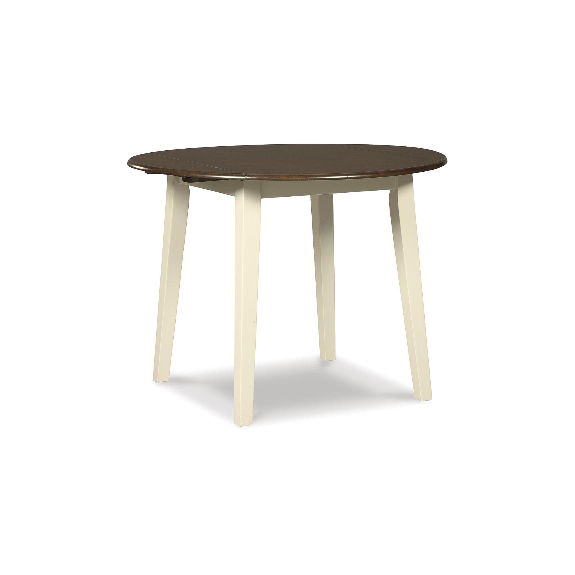 Woodanville Dining Room Table Cream/Brown - Signature Design by Ashley: Modern Round Table for 4, Two-Tone Veneer