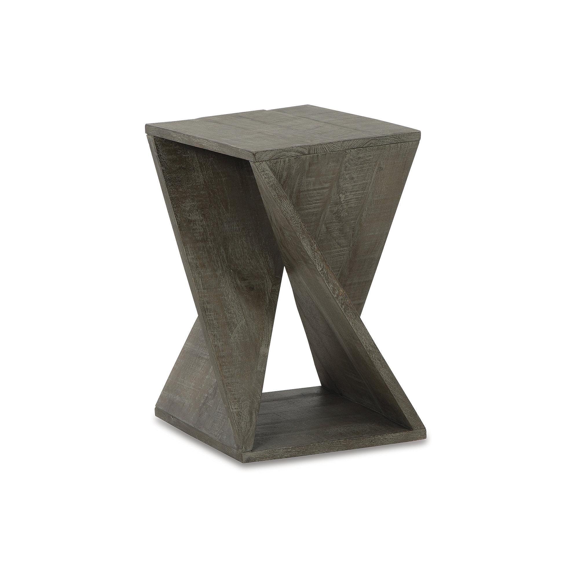 Zalemont Distressed Gray Solid Wood Square End Table