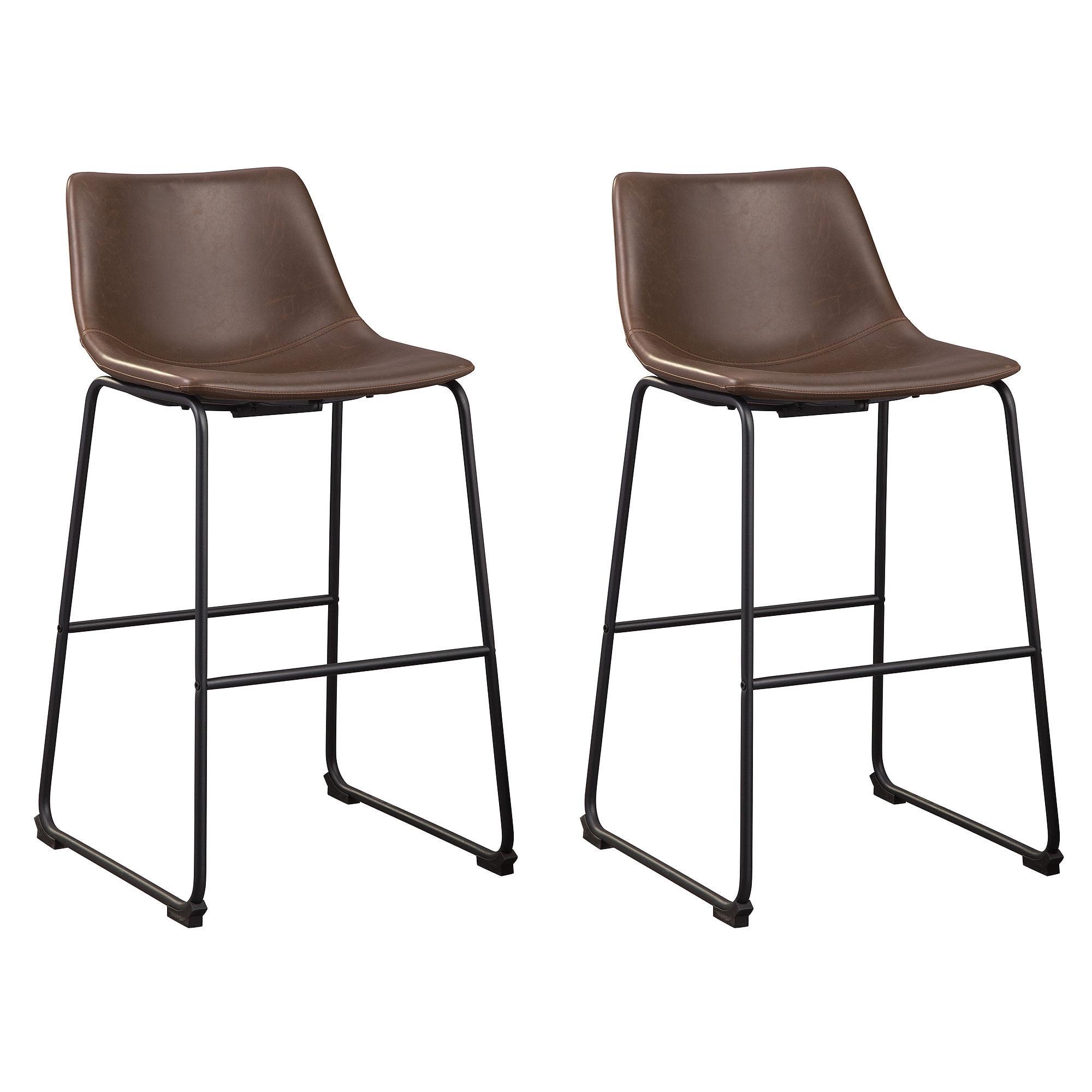 Centiar Pub Height Barstool Brown - Signature Design by Ashley: Faux Leather, Metal Base, Low Back