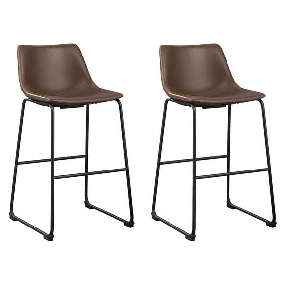 Centiar Pub Height Barstool Brown - Signature Design by Ashley: Faux Leather, Metal Base, Low Back