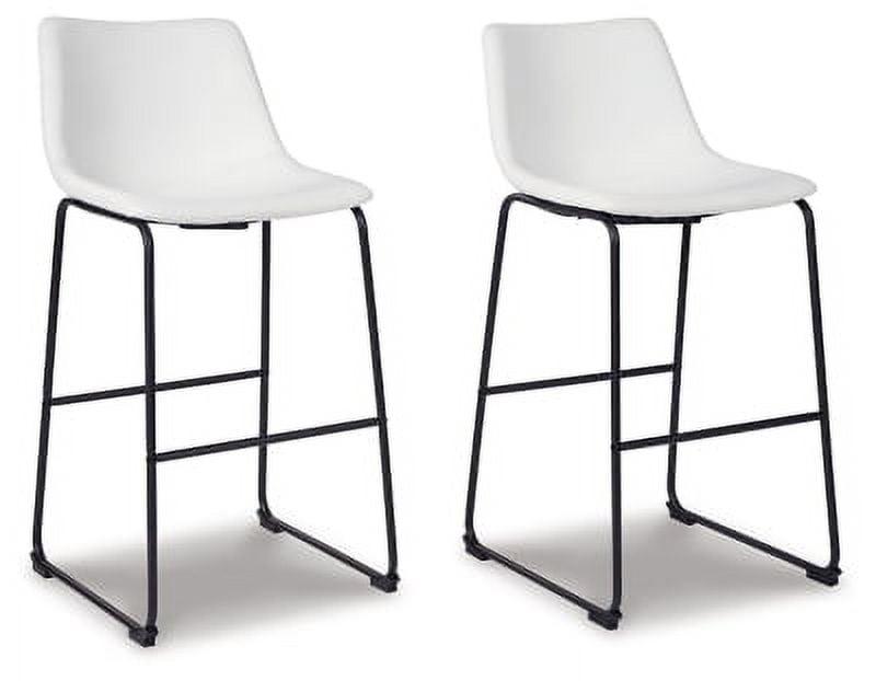 Centiar Pub Height Barstool White: Vintage Faux Leather, Metal Base - Signature Design by Ashley