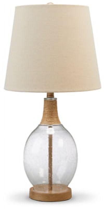 Signature Design by Ashley (Set of 2) Clayleigh Table Lamps Clear/Brown: Seeded Glass, Rope Detail, UL Listed