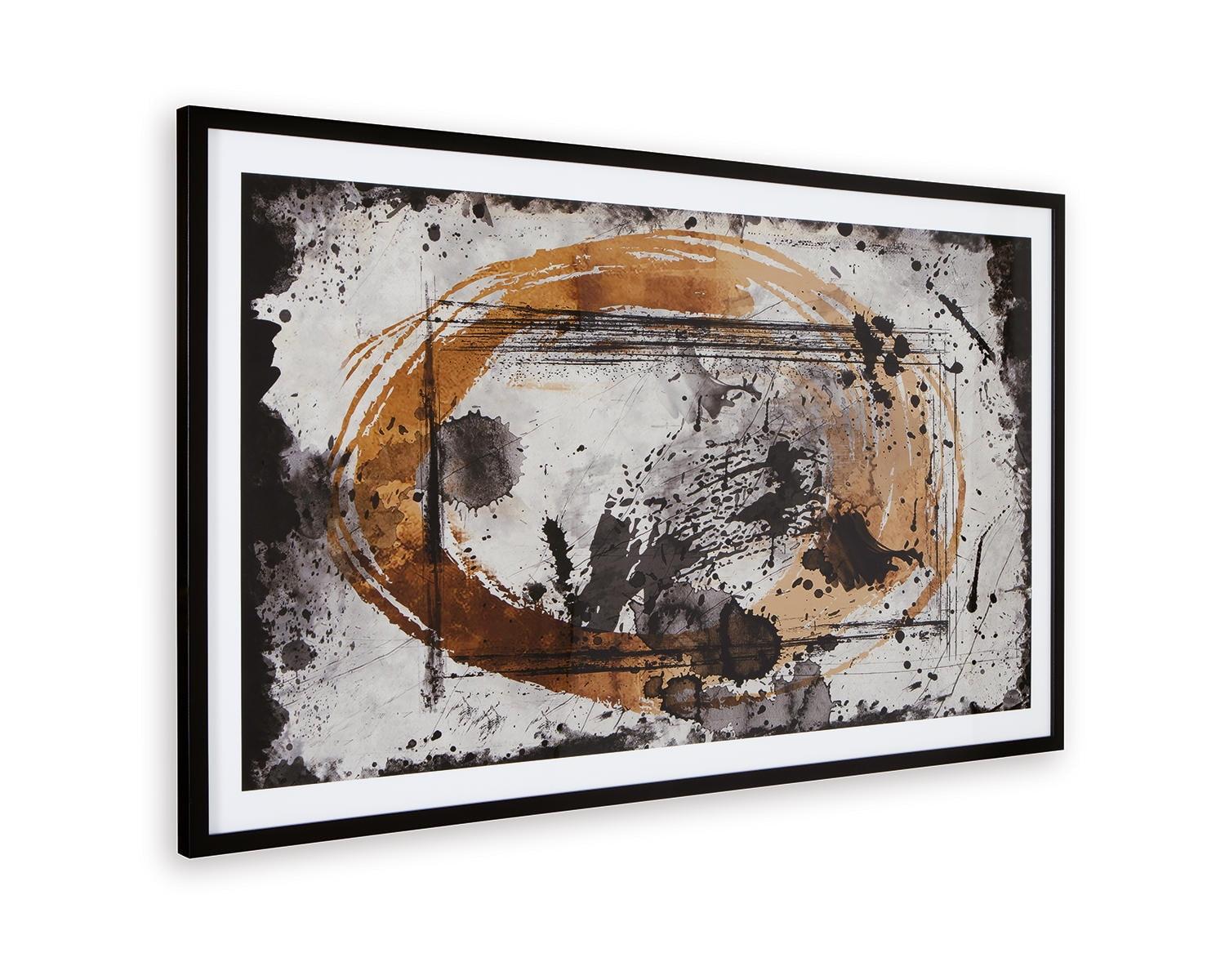 Clefting 63" Black and Dark Brown Abstract Framed Wall Art