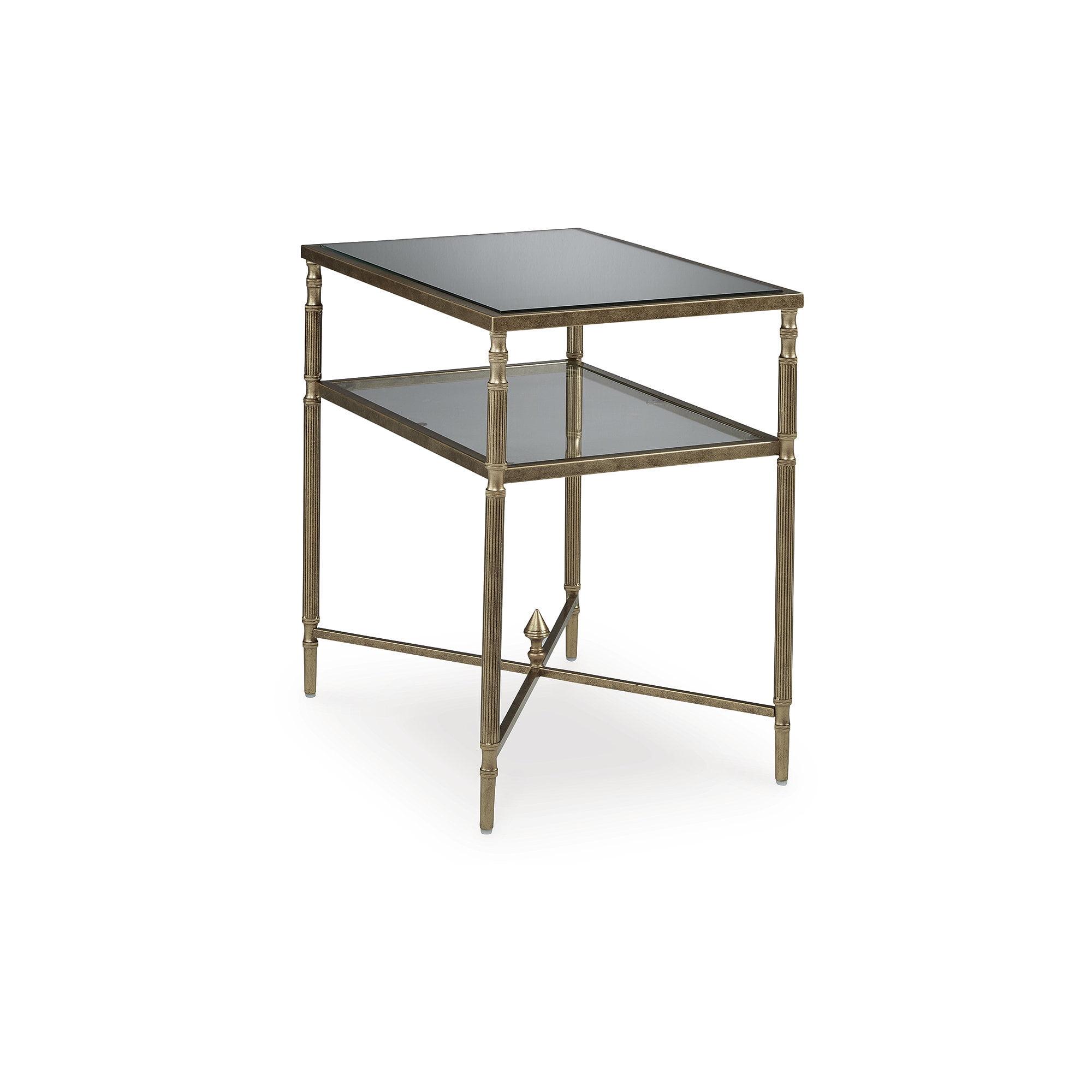 Signature Design by Ashley Cloverty Glass End Table. Gold