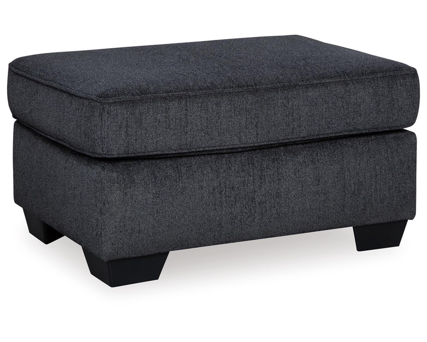 Slate Gray Chenille Upholstered Contemporary Ottoman