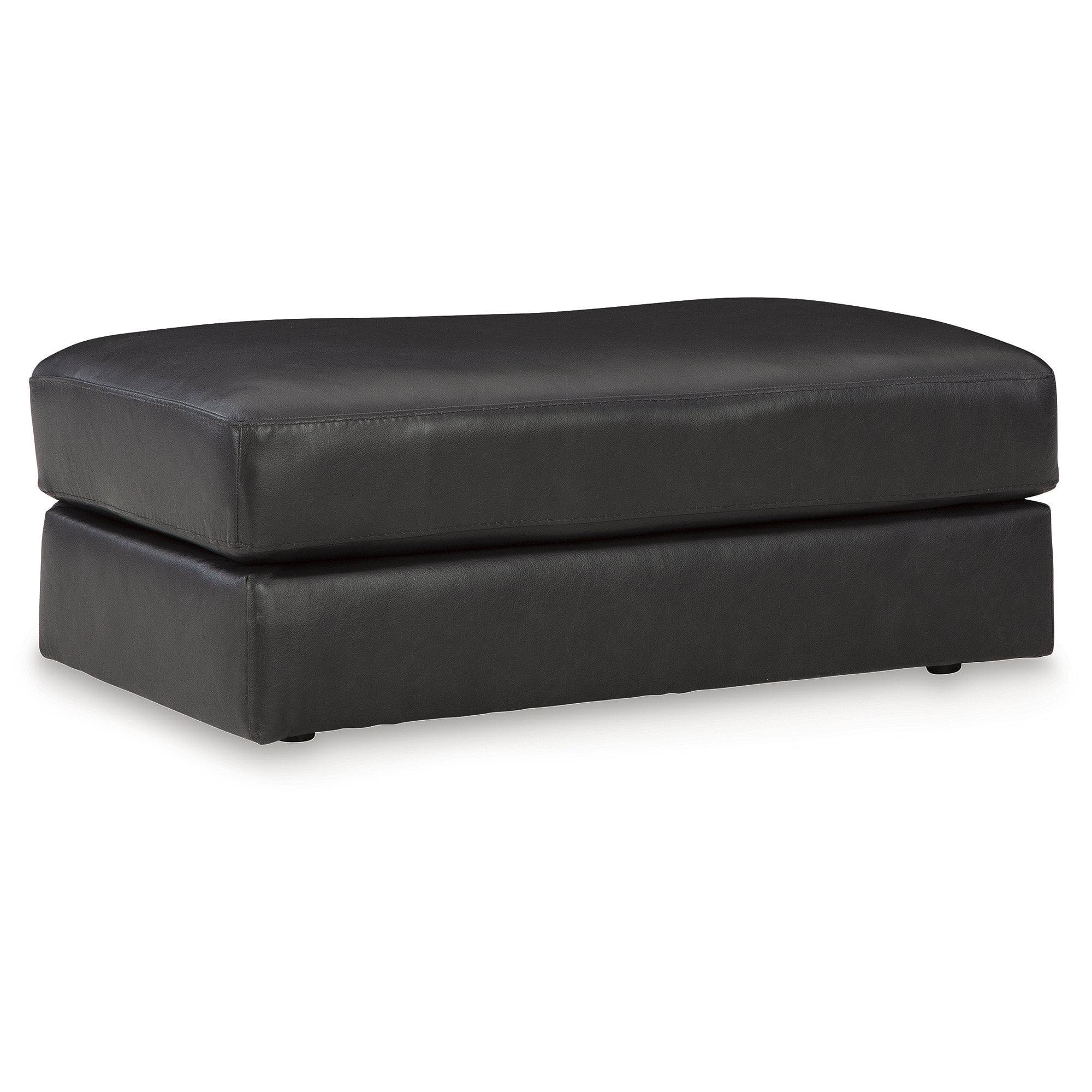 Signature Design by Ashley Contemporary Amiata Leather Ottoman, Onyx