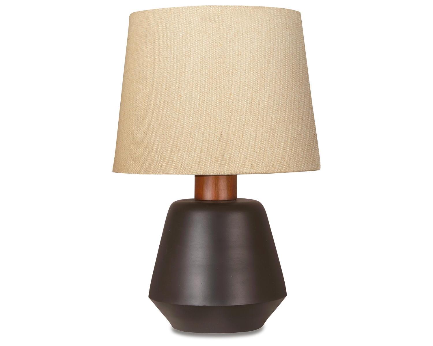 Contemporary Black and Brown Metal Table Lamp Set