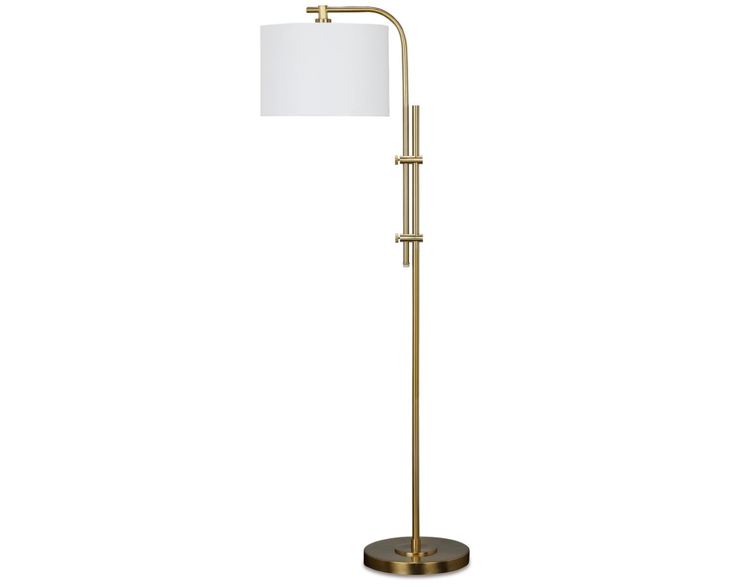 Baronvale Adjustable 60" Brass Finish Floor Lamp with White Shade