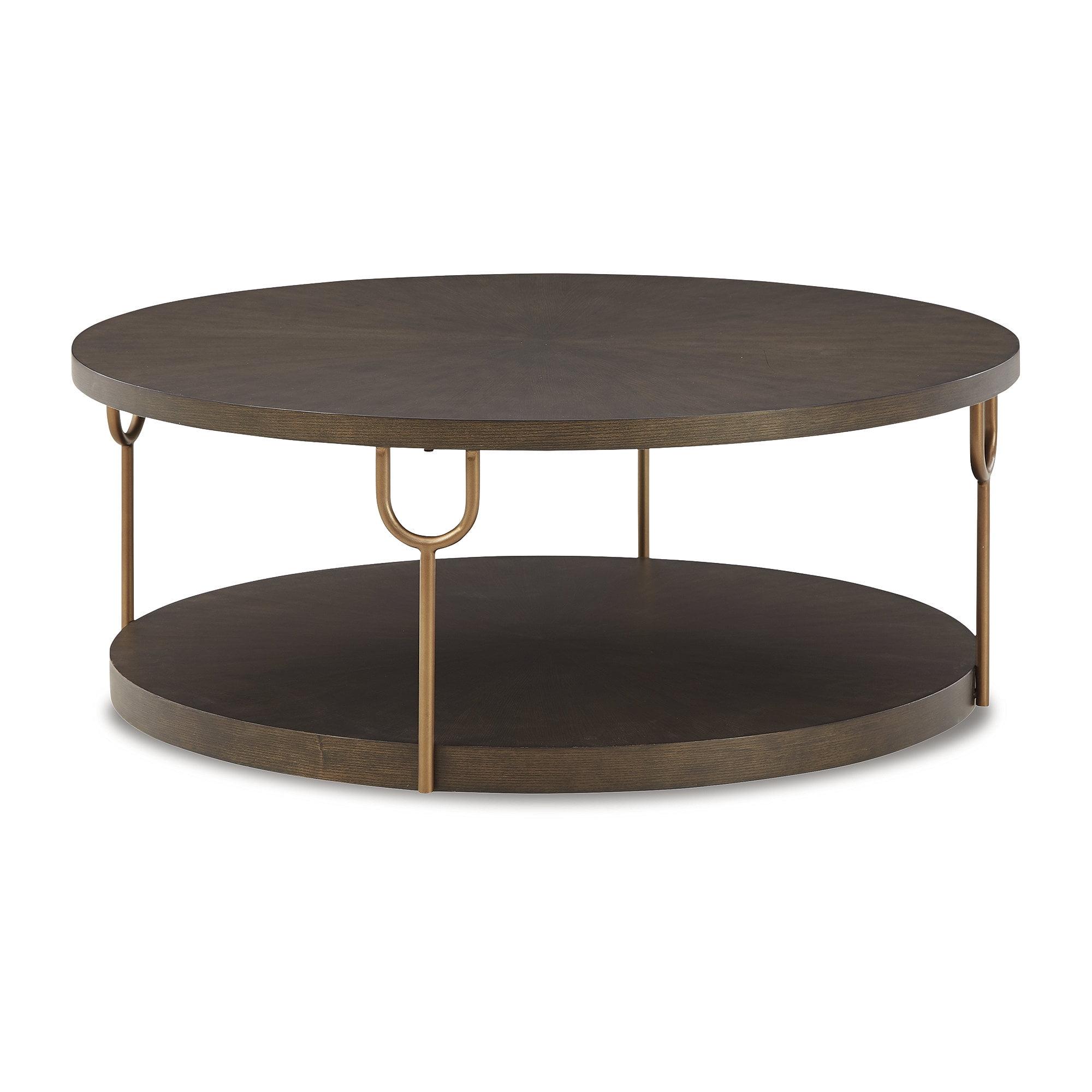 Signature Design by Ashley Contemporary Brazburn Coffee Table, Dark Brown/Gold Finish