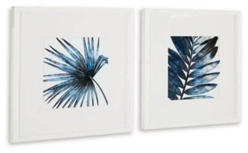 Breelen Blue and White Botanical Wall Art Set with Frames