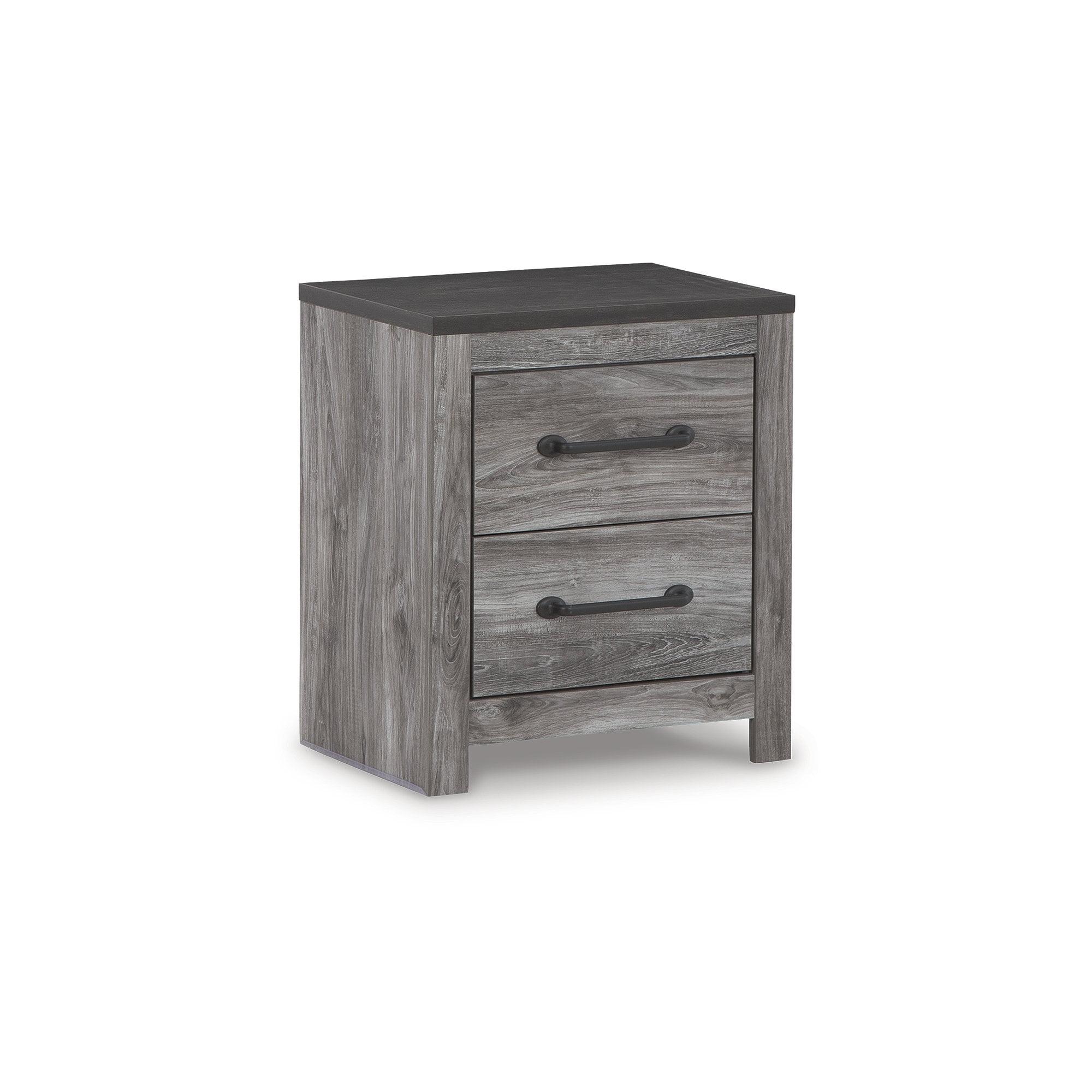 Bronyan 2-Drawer Dark Gray Wood Nightstand