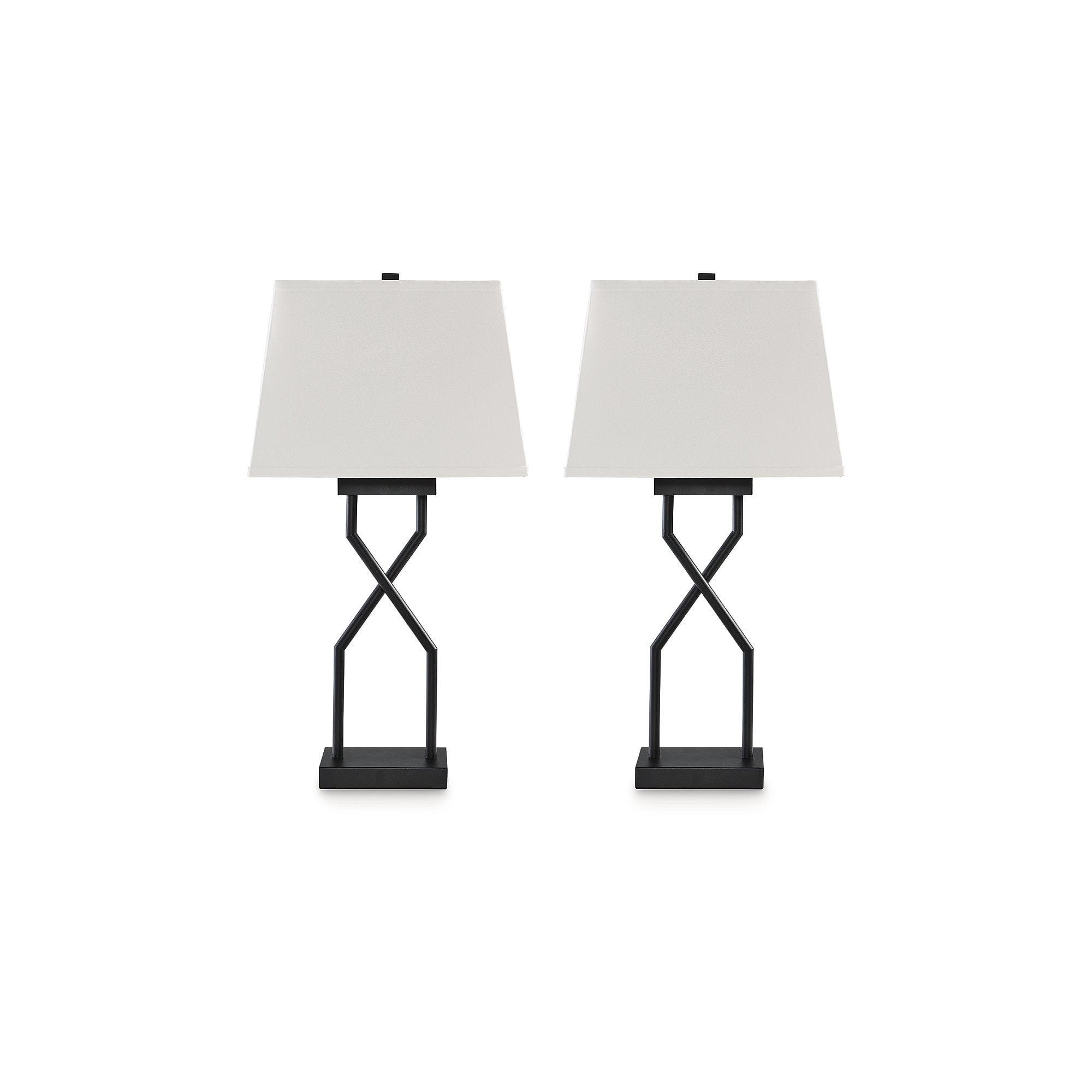 Signature Design by Ashley (Set of 2) Brookthrone Table Lamps Black/Gray: Modern Design, USB Ports, 3-Way Switch