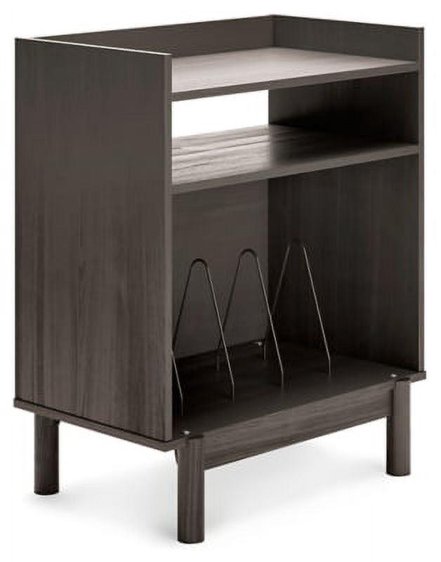 Brymont Warm Gray Mid-Century Turntable Accent Console with Storage