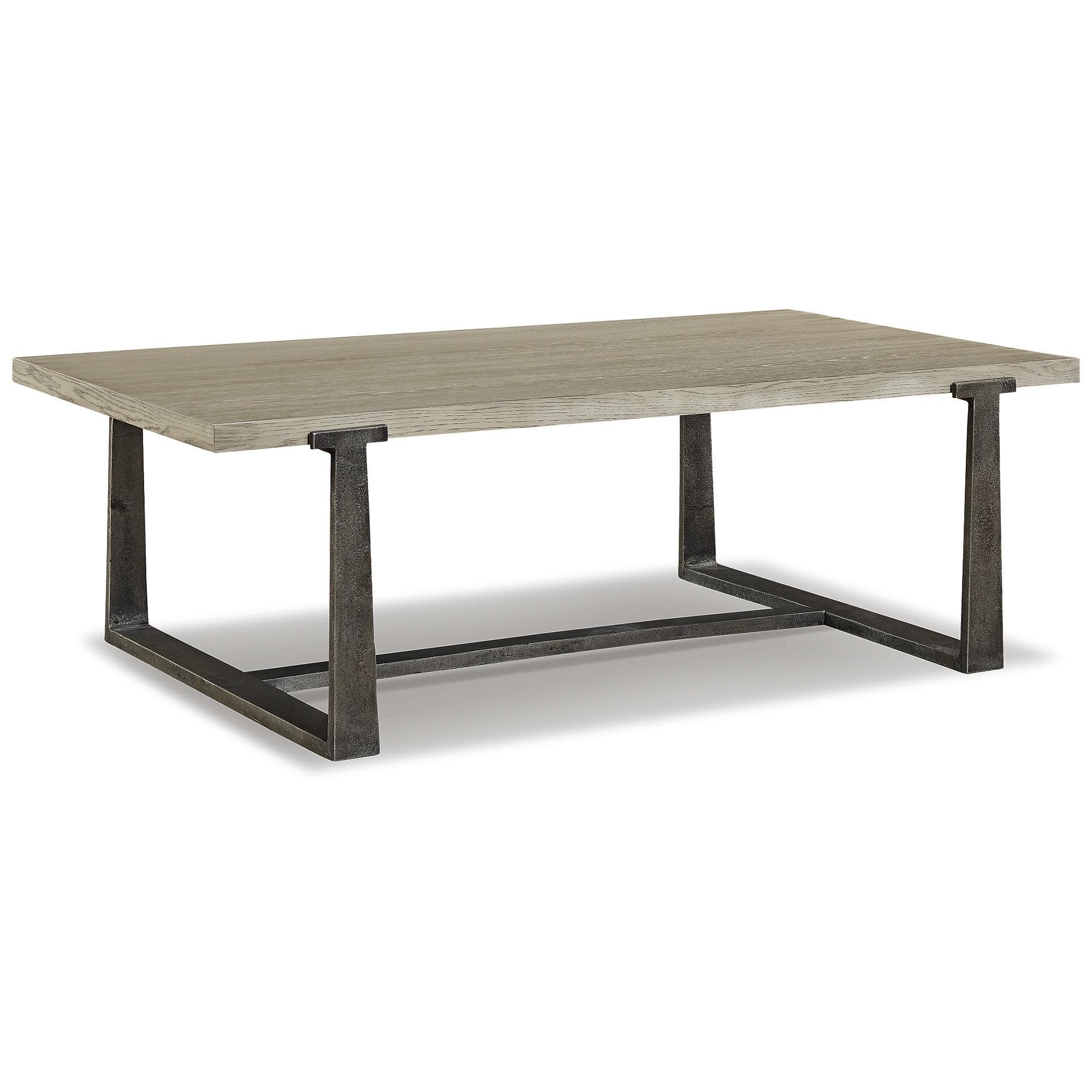 Dalenville Rectangular Black and Gray Wood Metal Coffee Table