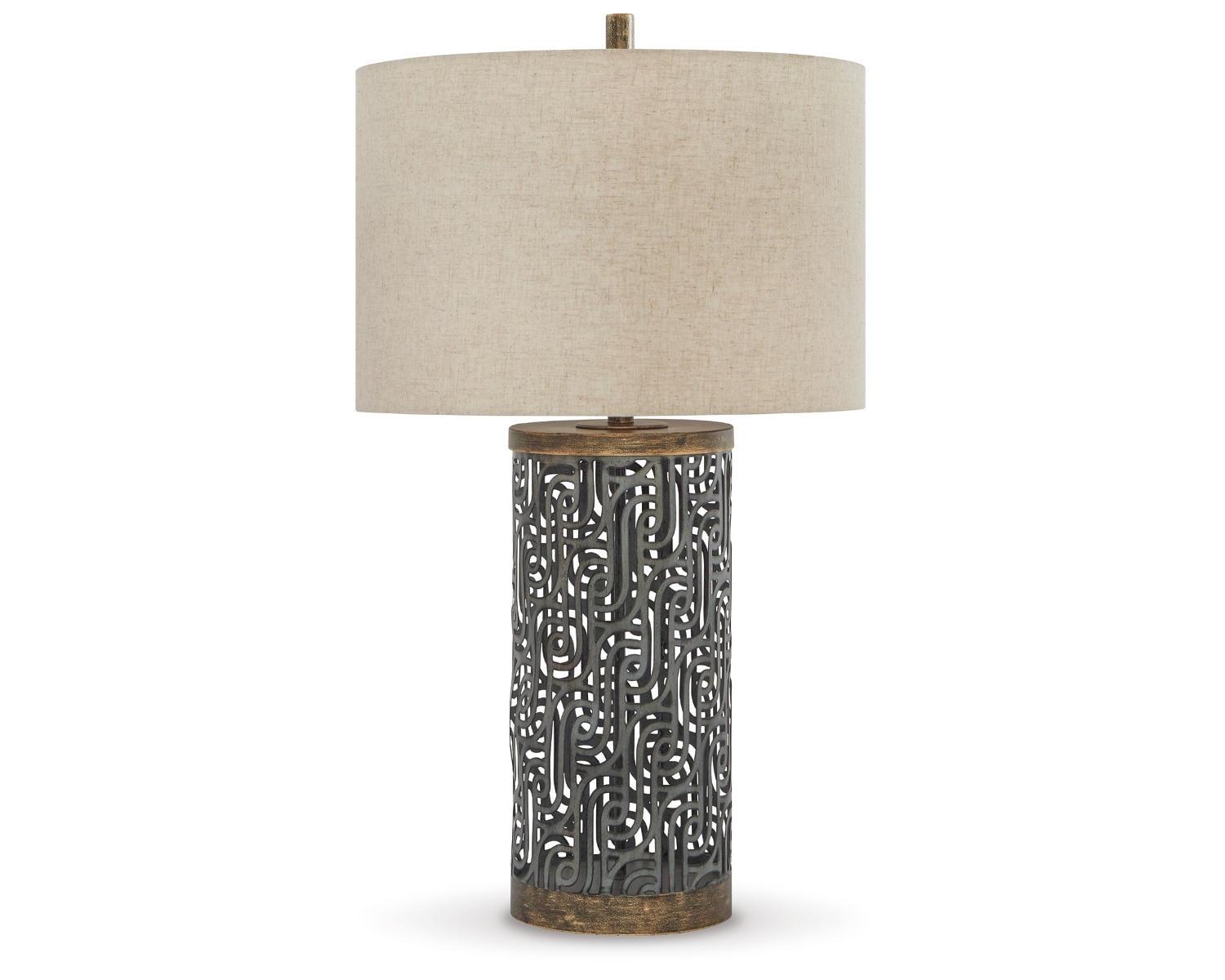 Signature Design by Ashley Contemporary Dayo Table Lamp  Gray/Gold Finish