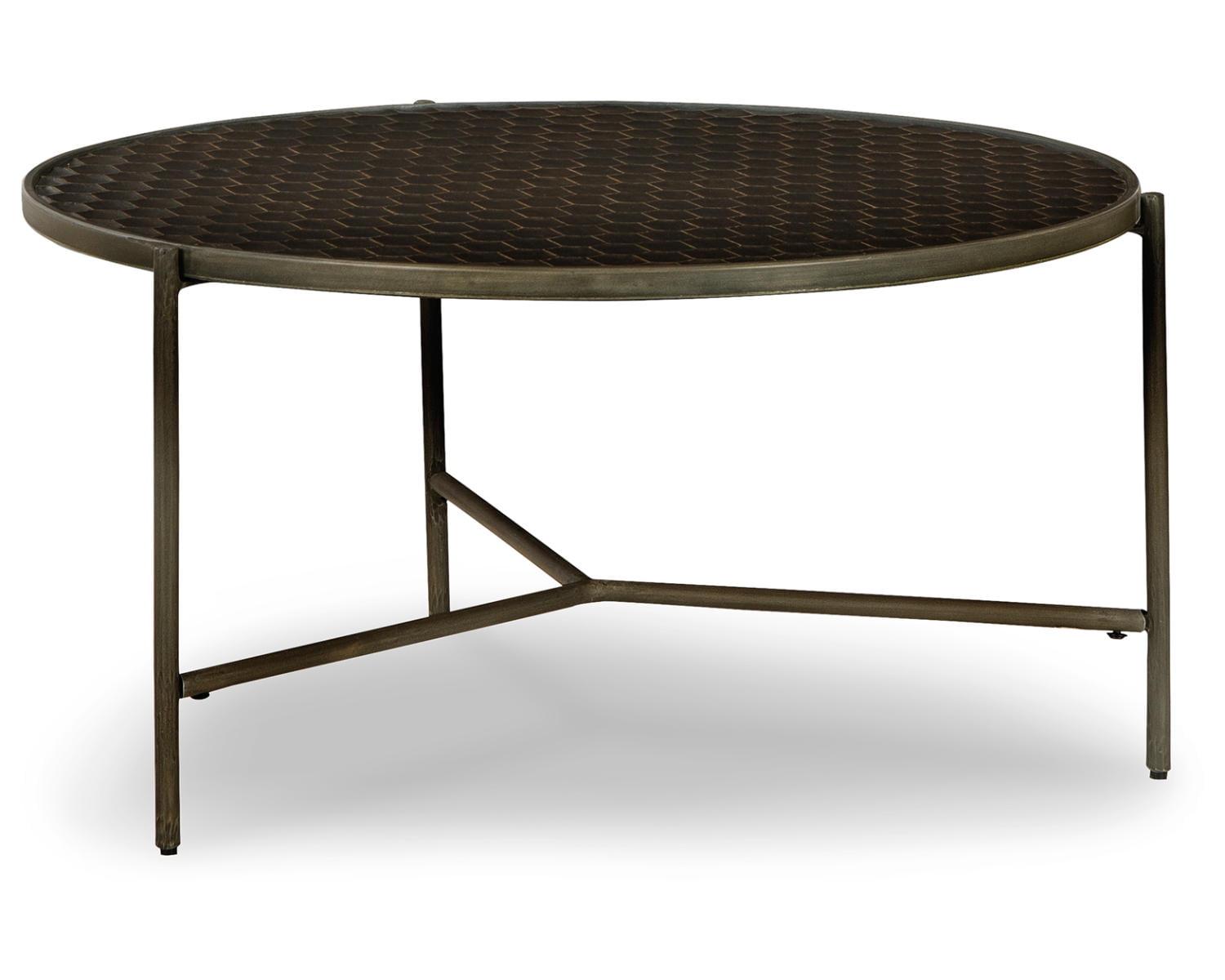 Doraley Coffee Table Black/Gray/Brown/Beige - Signature Design by Ashley: Honeycomb Top, Glazed Metal Base