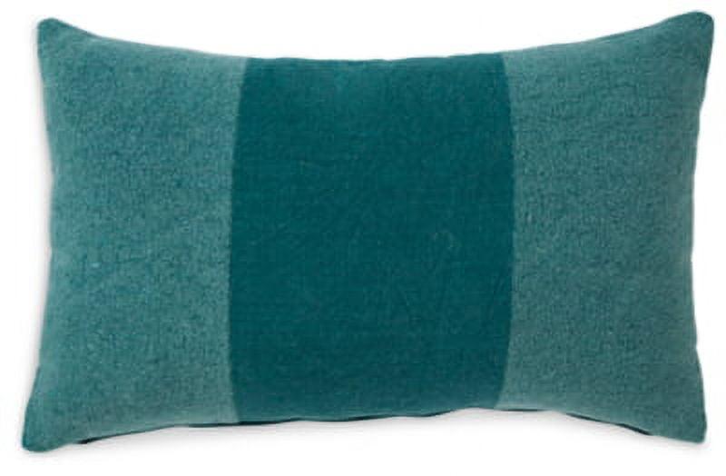 Teal Stonewashed Stripe Rectangular Cotton Pillow