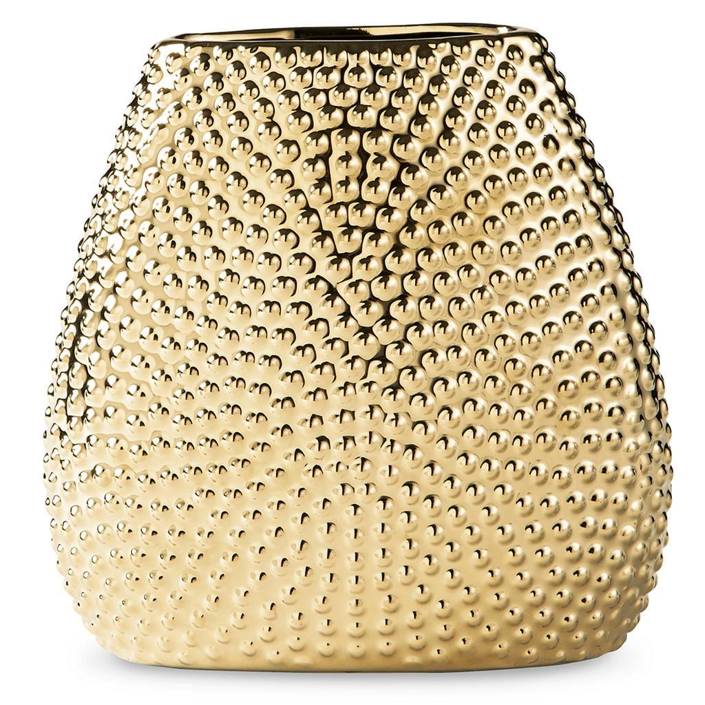 Elegant Goldtone Ceramic Bouquet Vase 8"x8"