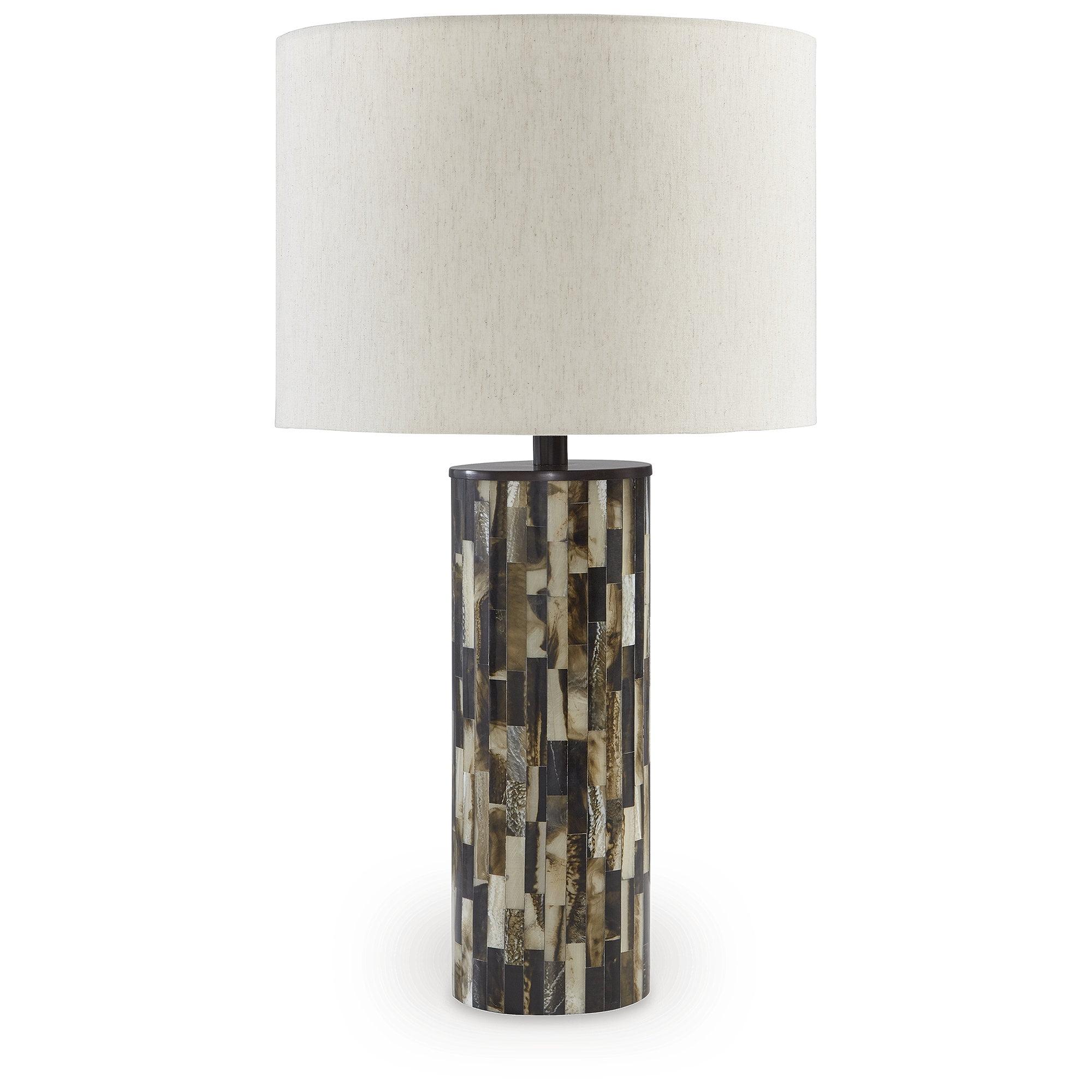 Signature Design by Ashley Contemporary Ellford Table Lamp  Black/Brown/Cream