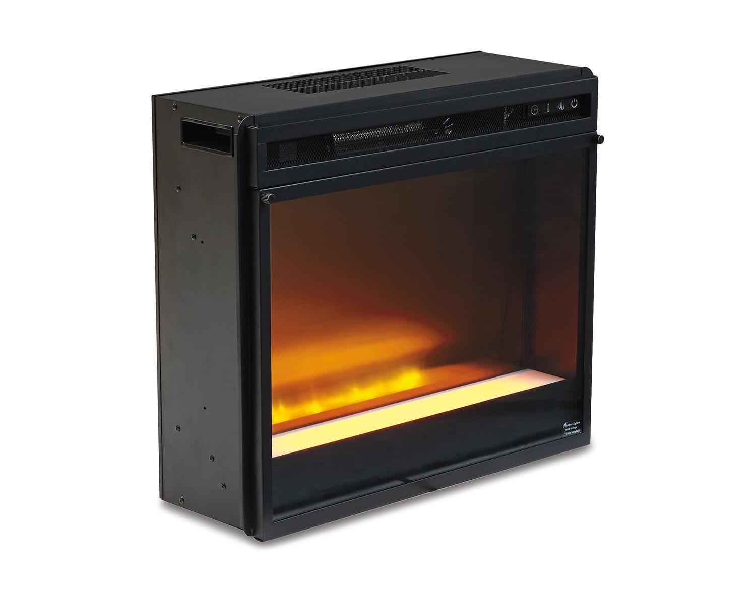 Large Black Electric Fireplace Insert with LED Flame