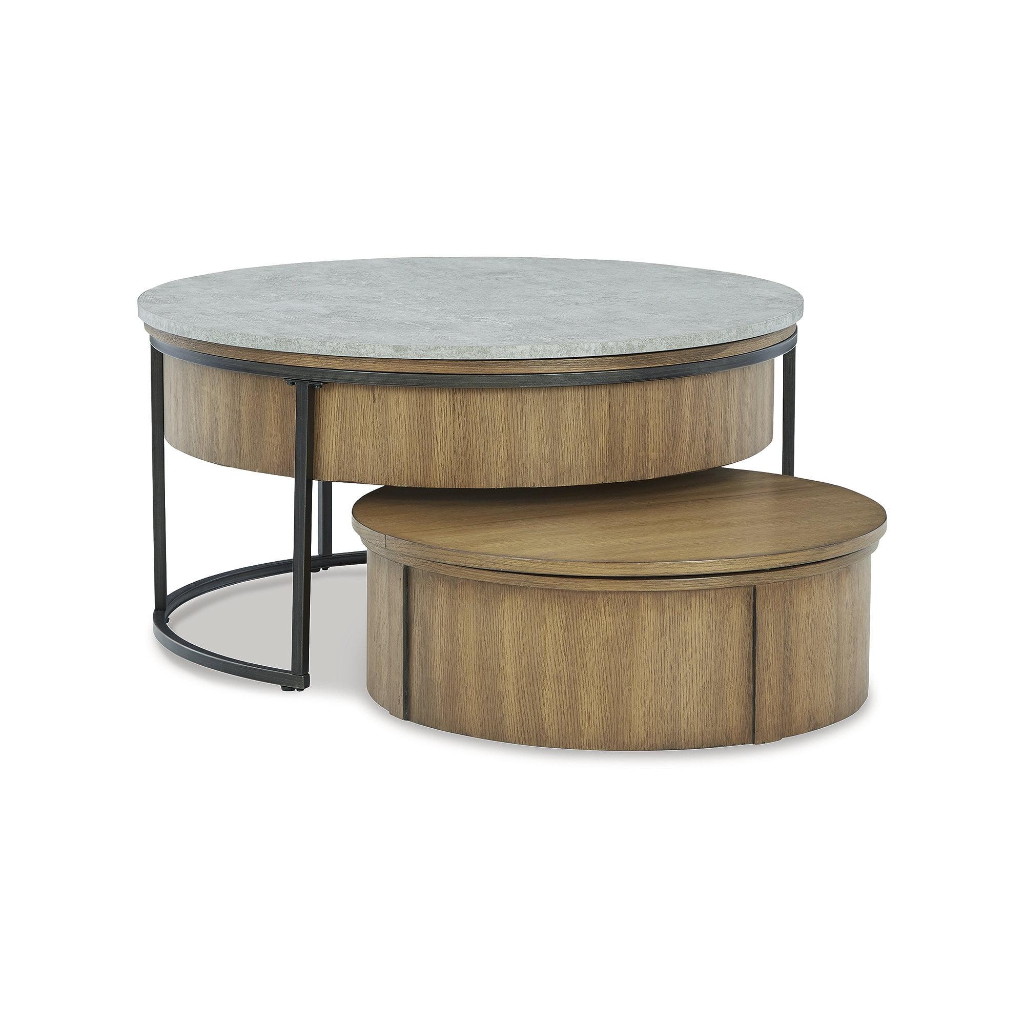 Signature Design by Ashley Contemporary Fridley Nesting Coffee Table (Set of 2)  Gray/Brown/Black