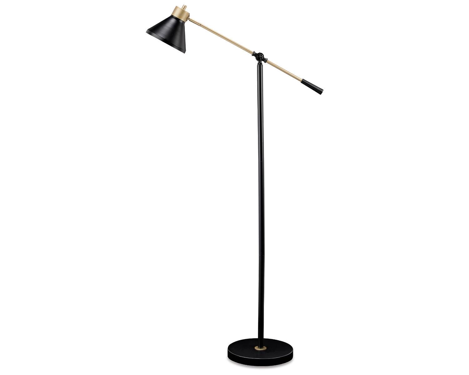 Garville 58'' Black and Gold Adjustable Contemporary Floor Lamp