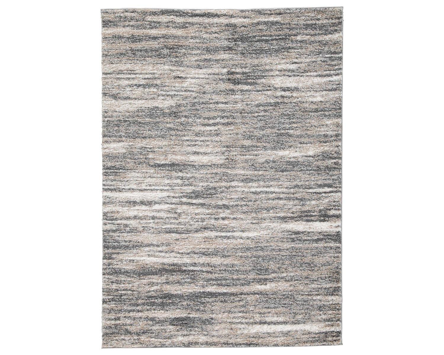 Gray and Beige Striped Shag 8' x 10' Rug