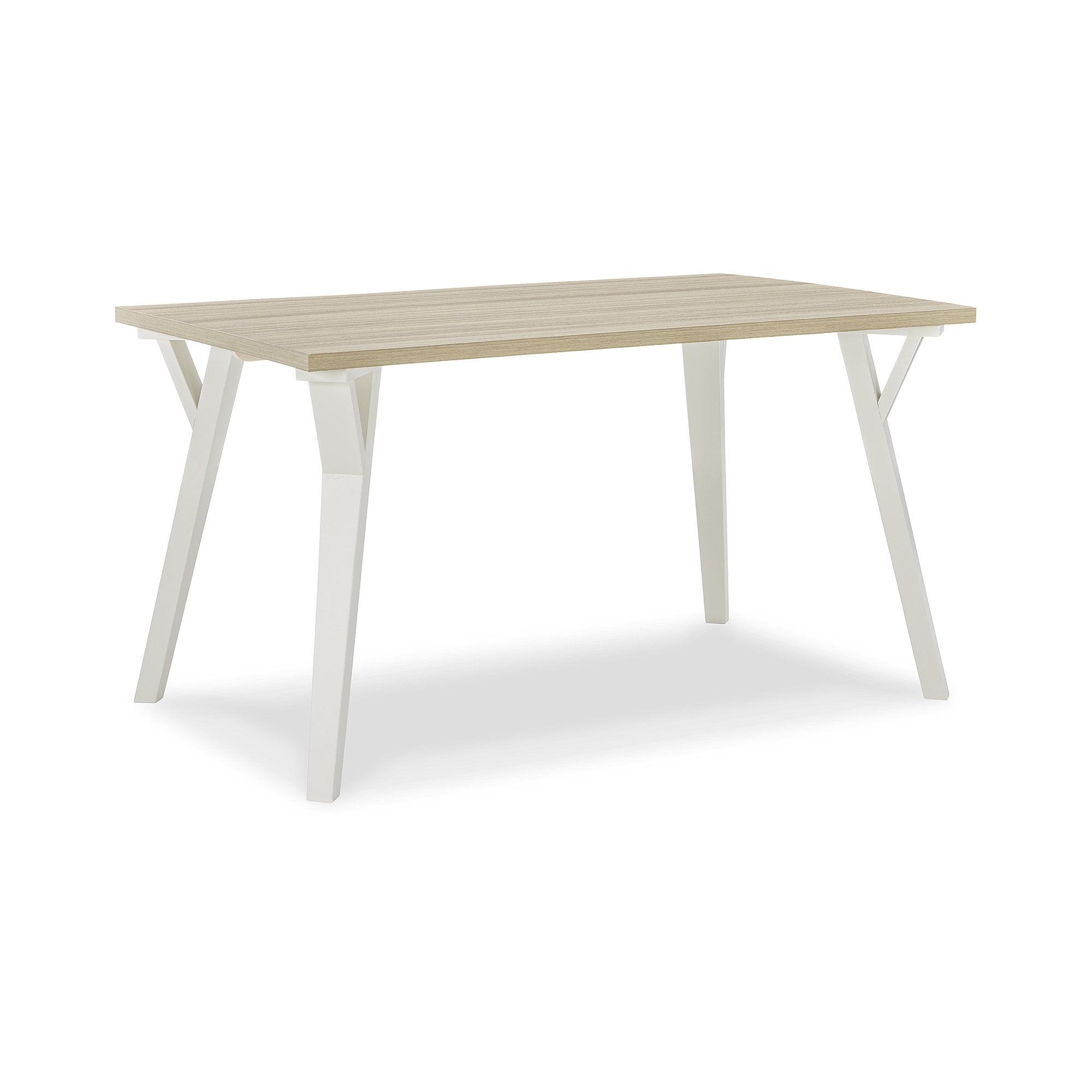 Beige and White Rectangular Wood Dining Table, 55"