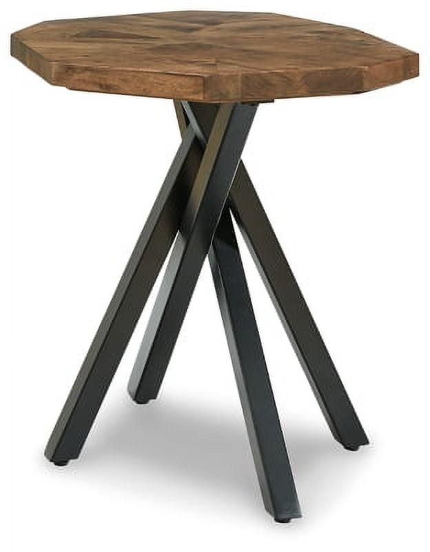 Signature Design by Ashley Haileeton End Table Black/Gray/Brown/Beige : Contemporary Pedestal Table, 24" Wide