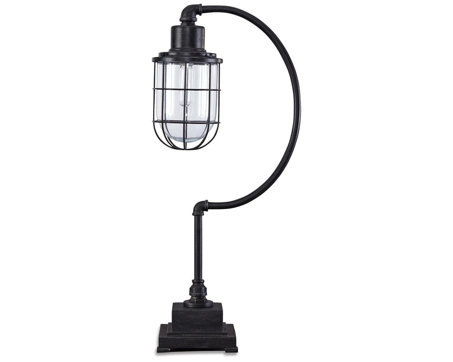 Signature Design by Ashley Jae Desk Lamp Antique Black: Modern Glass Shade, Metal Body, UL Listed