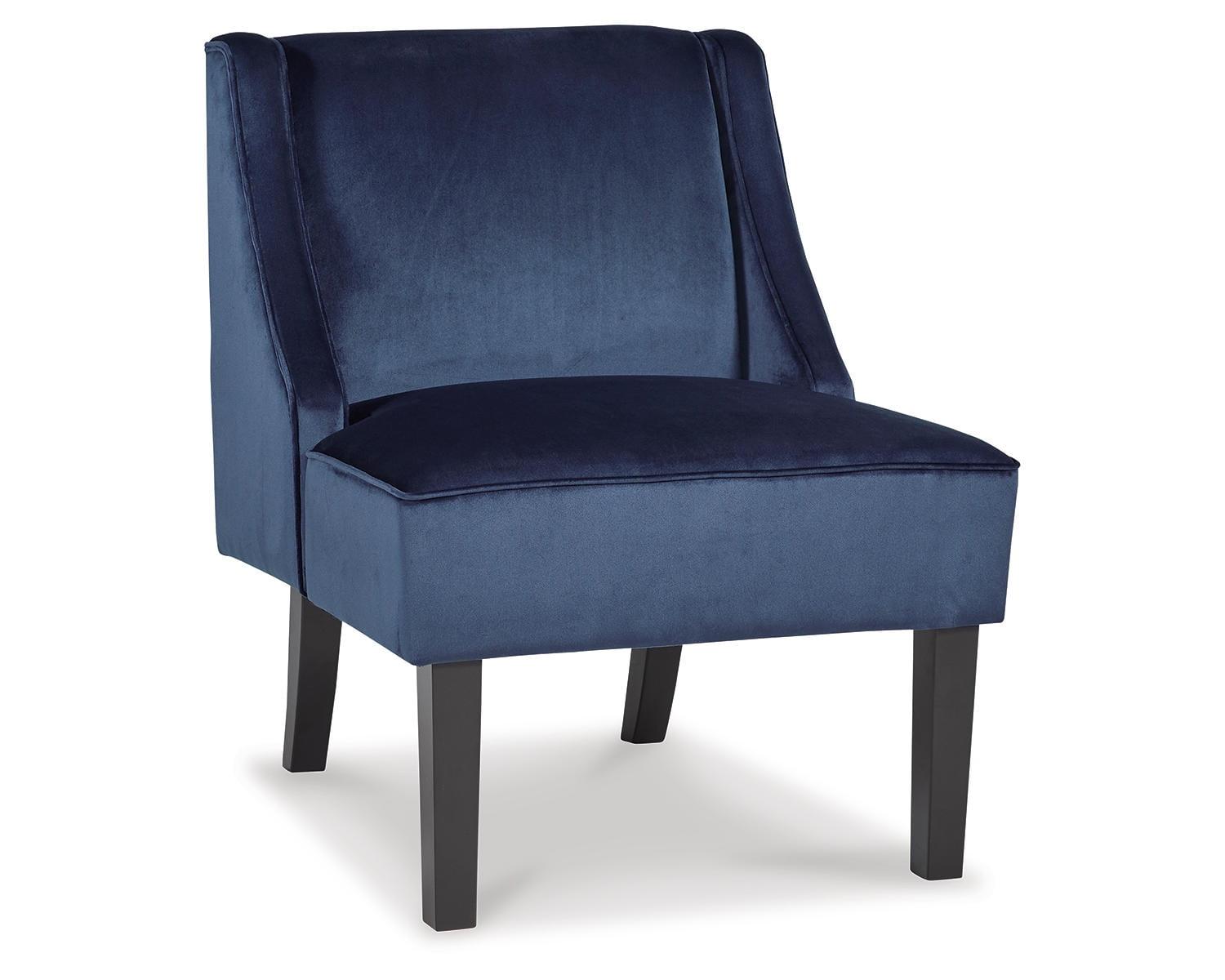 Modern Navy Velvet Slope-Arm Accent Chair