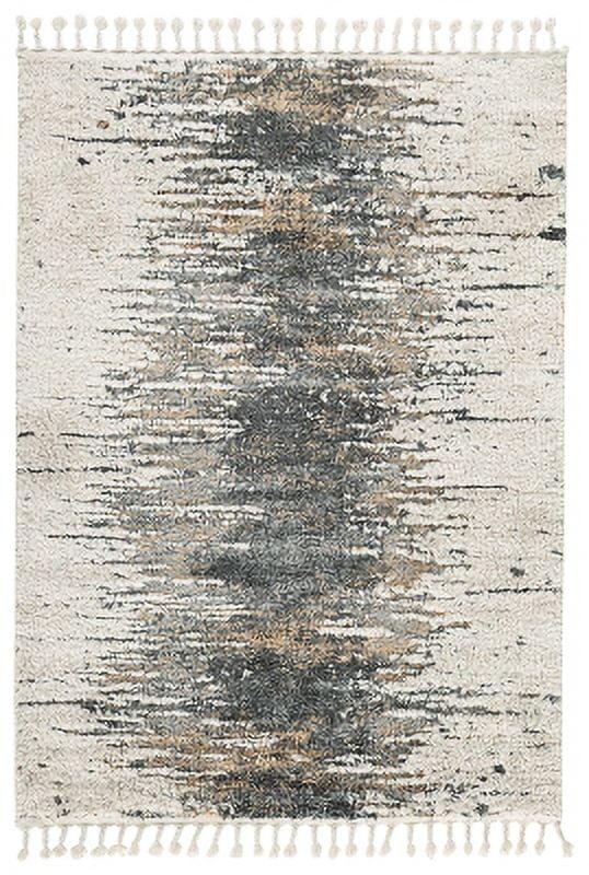 Gray and Cream Abstract Braided Synthetic 5' x 7' Rug