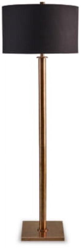 Contemporary Black and Gold Metal Floor Lamp with Fabric Shade