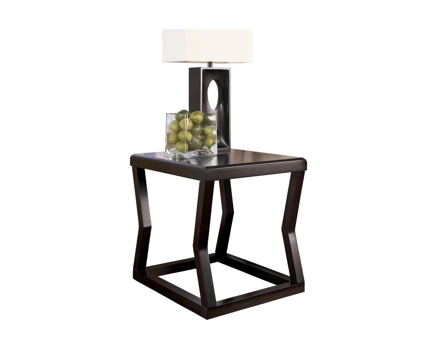 Espresso Rectangular Wood and Glass End Table