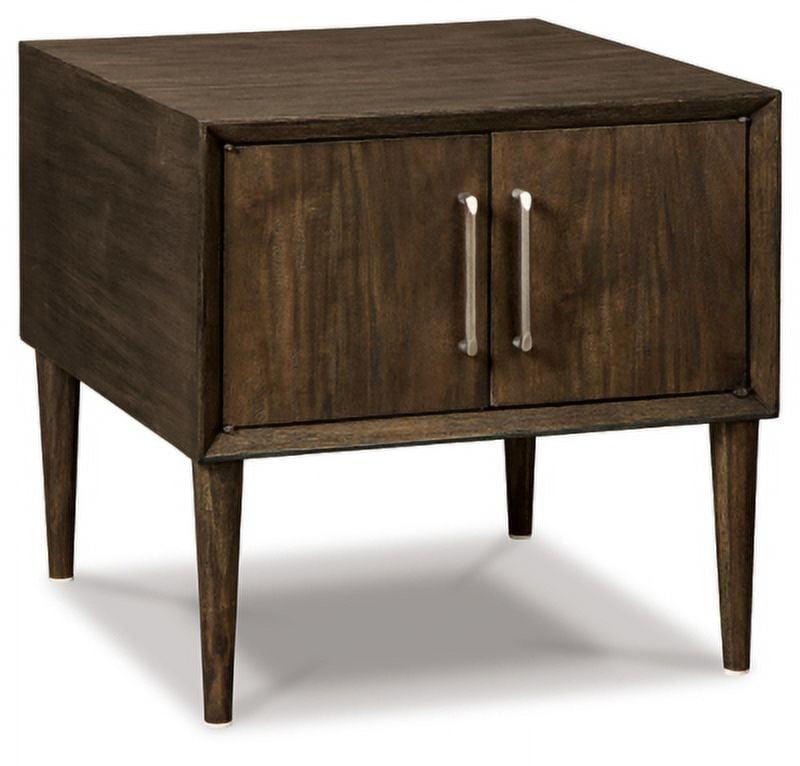 Modern Kisper Dark Brown Wood End Table with Storage