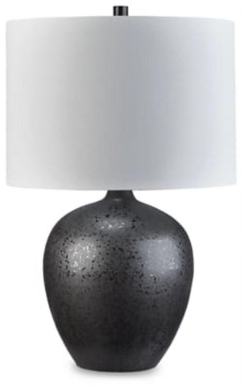 Signature Design by Ashley Ladstow Table Lamp Black/White: Ceramic Body, Drum Shade, 3-Way Switch