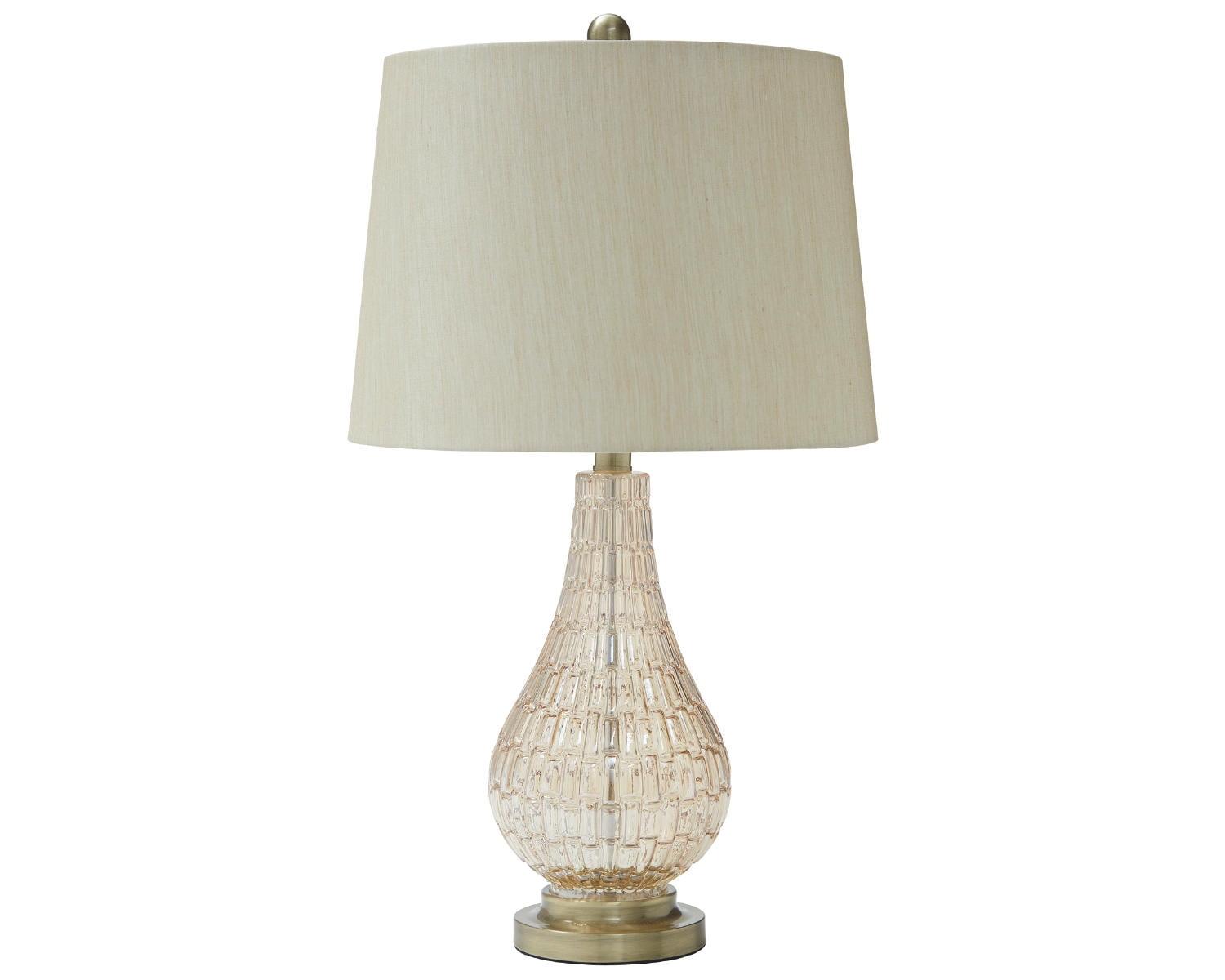 Signature Design by Ashley Latoya Glass Table Lamp Champagne: Metallic Finish, 3-Way Switch, UL Listed