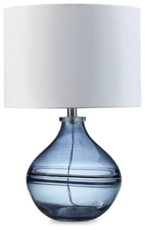 Blue and White Glass Table Lamp with Crystal Cap