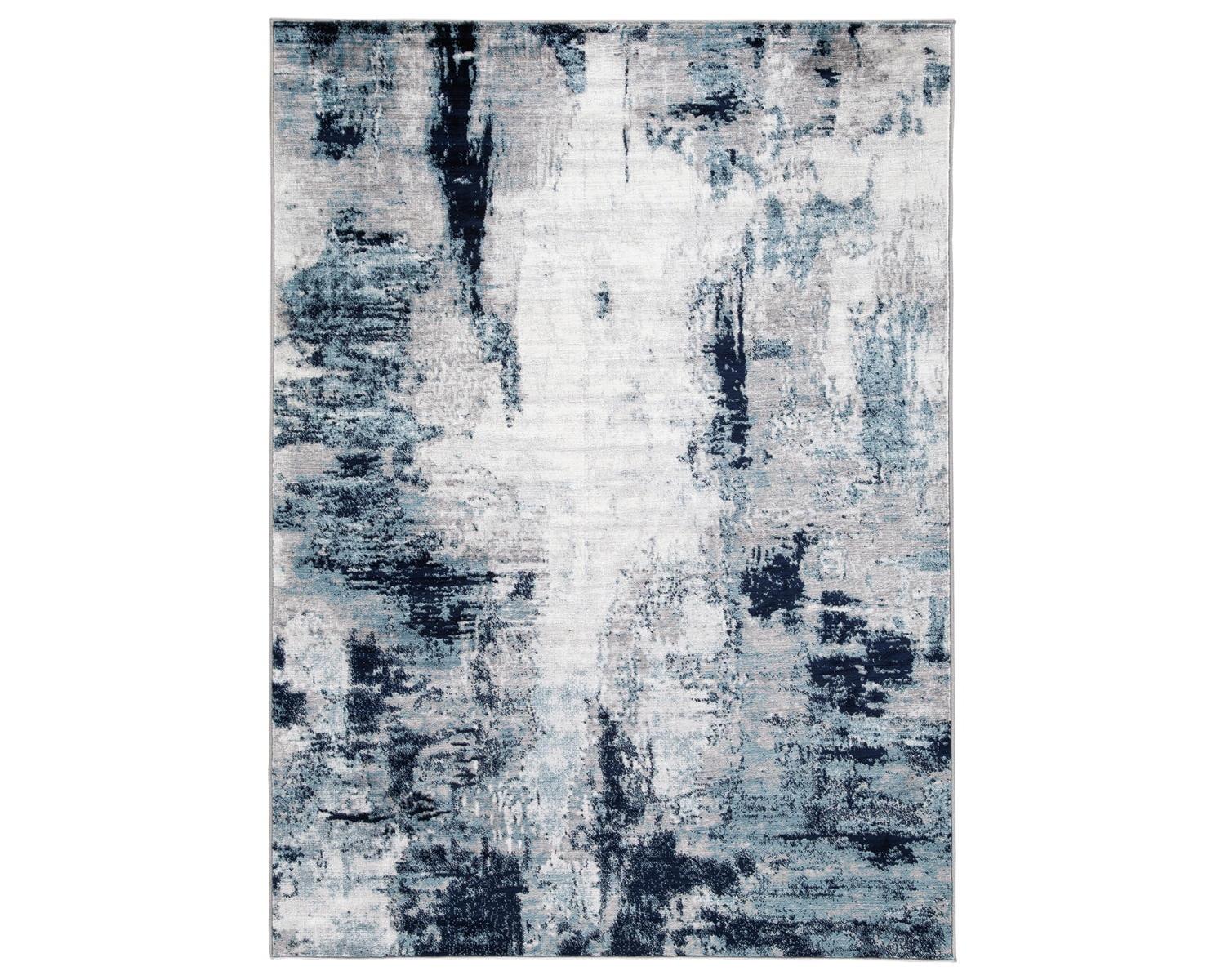 Leonelle Blue and Gray Abstract 5' x 7' Synthetic Rug