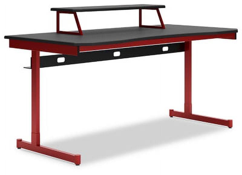 Contemporary 63" Black and Red Gaming Desk with Power Outlet and Cup Holder