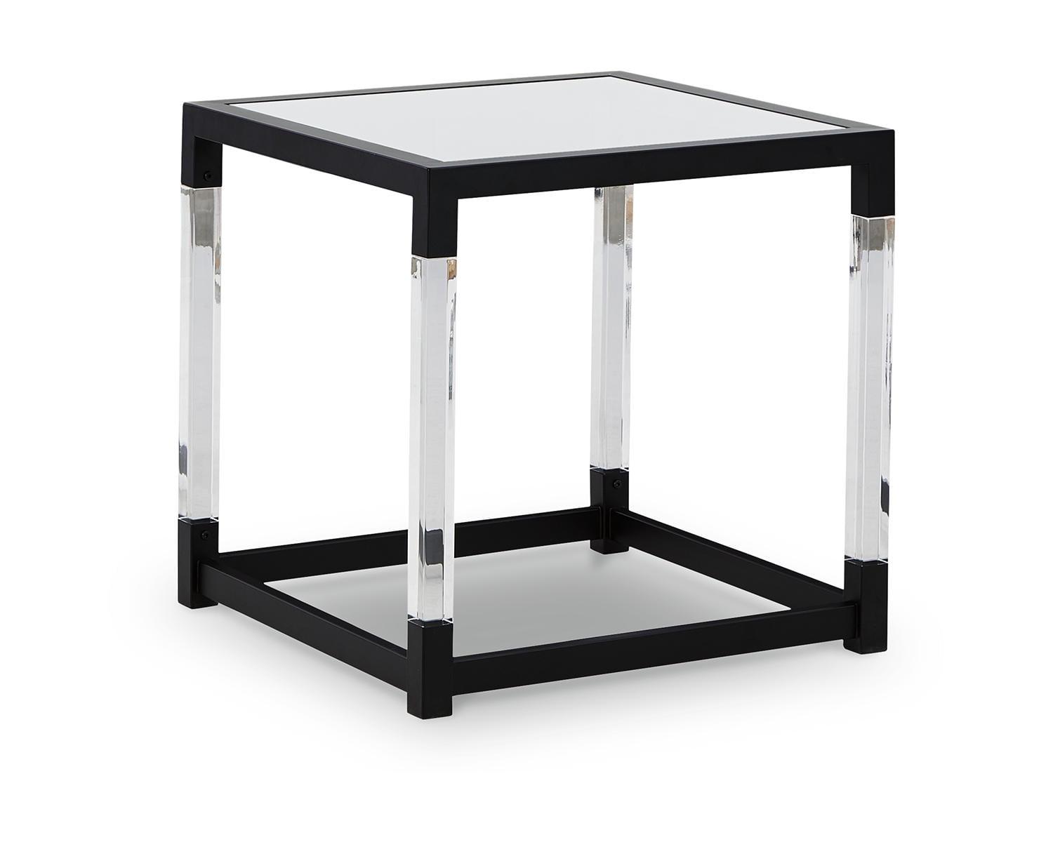 Modern Black Metal and Glass Square End Table