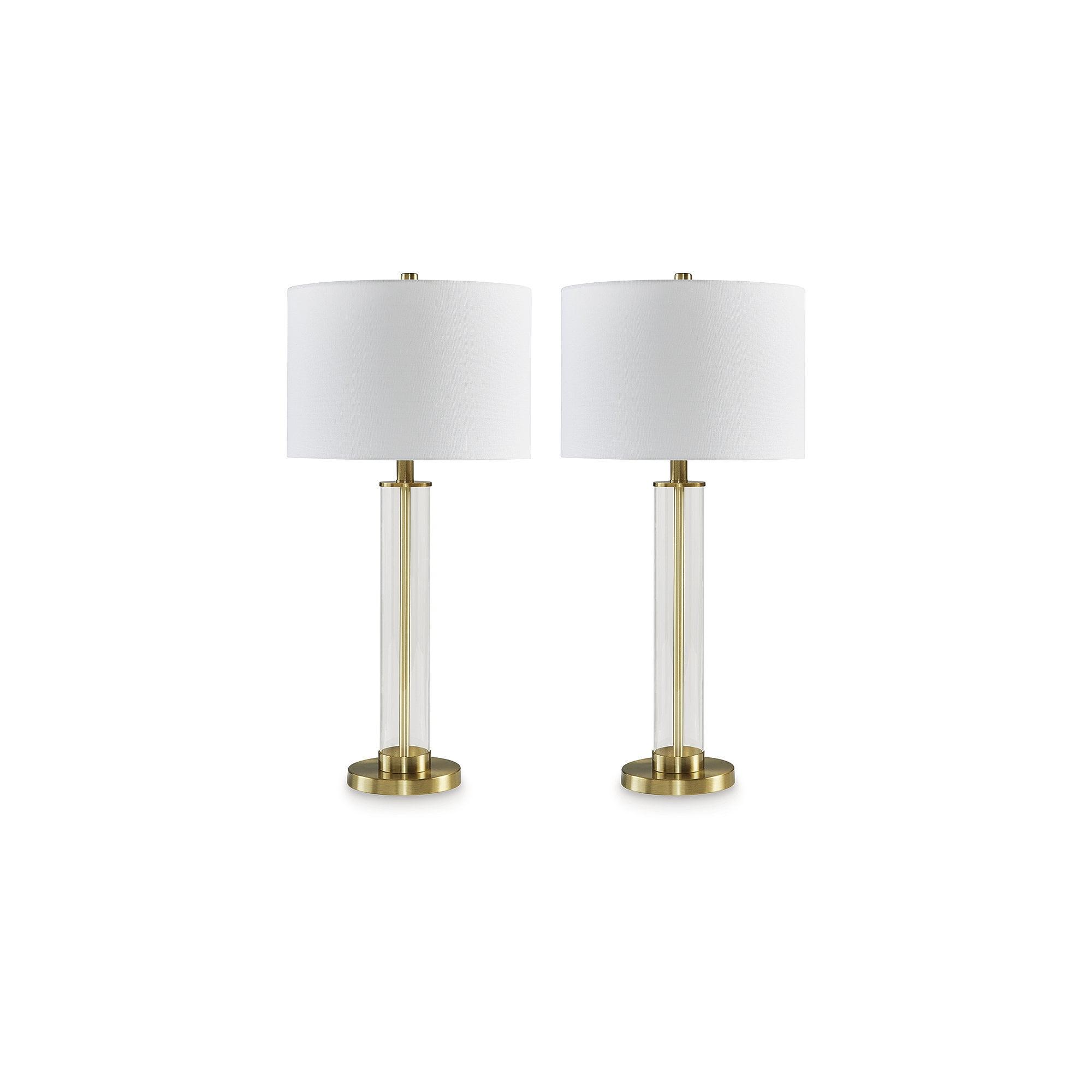 Signature Design by Ashley Orenman Table Lamps: Metallic Finish, Drum Shade, 29.25" Height